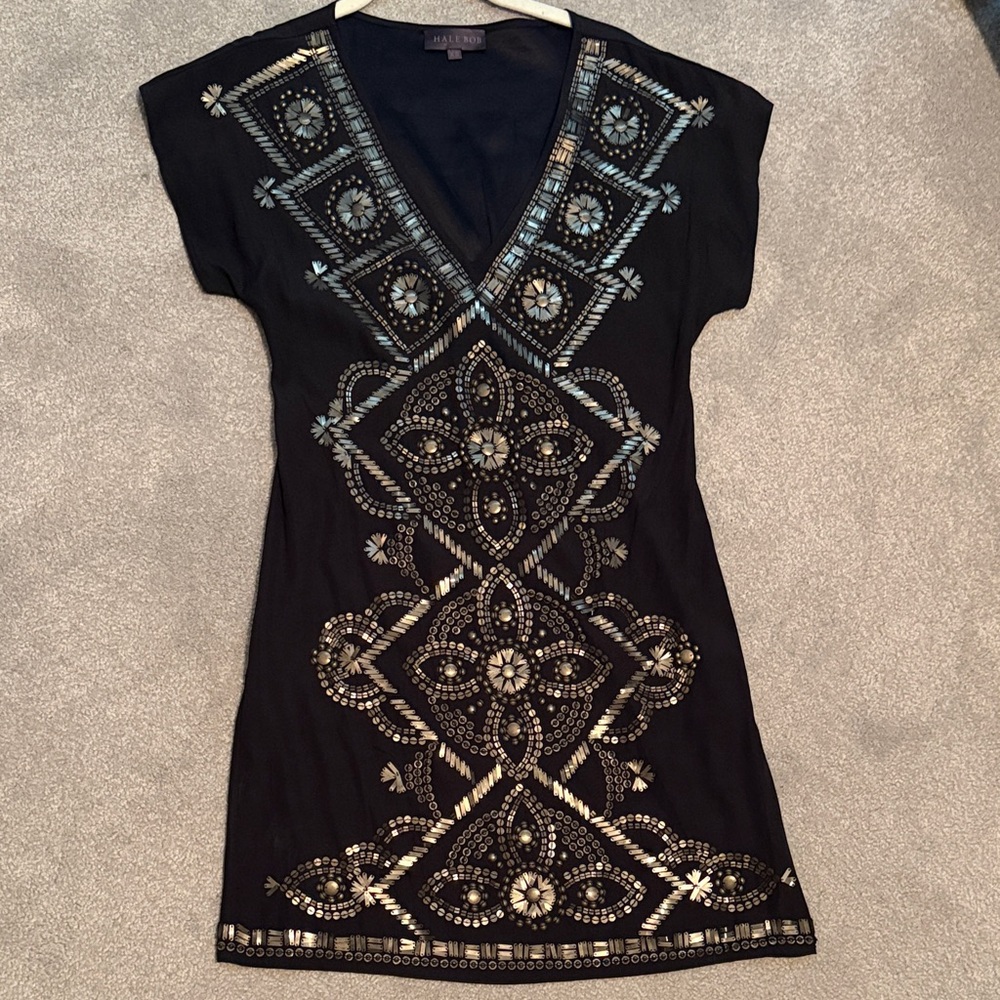 Elegant Black Hale Bob Embellished Dress